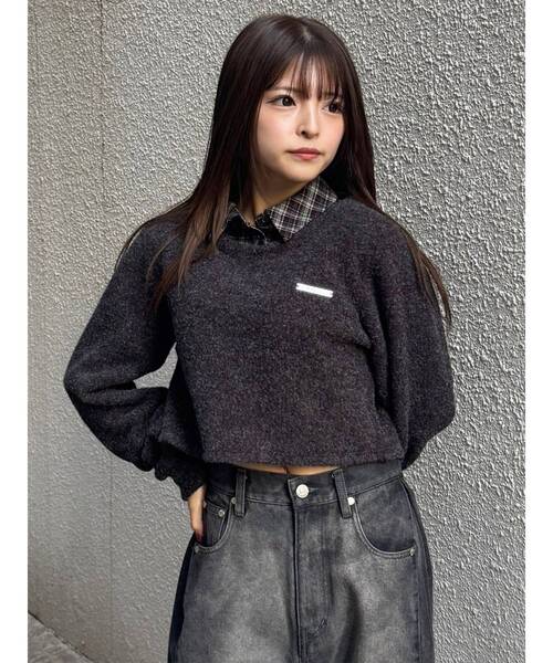 MURUA(ムルーア)の「チェックカラートップス(Tシャツ/カットソー・レディース・アイボリー/ダークグレー/ネイビー・FREE)」の15枚目の写真