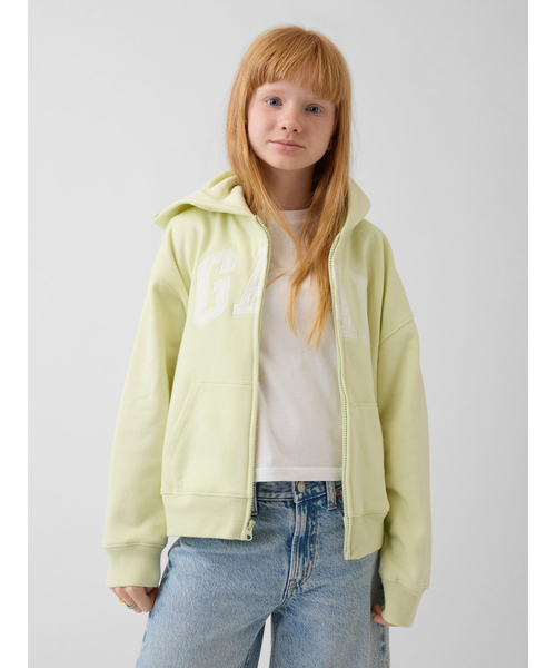 GAP(ギャップ)の「ヴィンテージソフト GAPロゴ ジップアップパーカー (キッズ)(パーカー・キッズ・イエロー・120cm/110cm/140cm/150cm/130cm/160cm)」の1枚目の写真