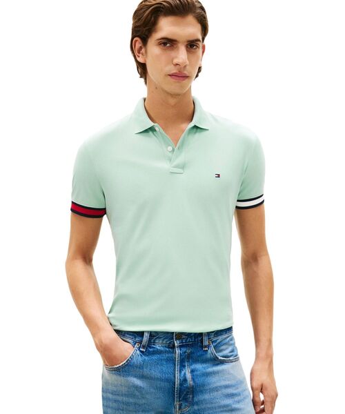 TOMMY HILFIGER(トミーヒルフィガー)の「フラッグカフコットンスリムポロシャツ(ポロシャツ・メンズ・レッド/ネイビー/グリーン/ホワイト・SMALL/X-LARGE/LARGE/MEDIUM)」の3枚目の写真