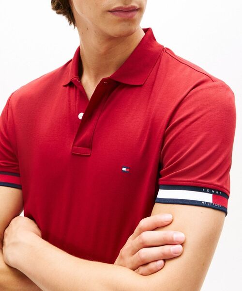 TOMMY HILFIGER(トミーヒルフィガー)の「フラッグカフコットンスリムポロシャツ(ポロシャツ・メンズ・レッド/ネイビー/グリーン/ホワイト・SMALL/X-LARGE/LARGE/MEDIUM)」の11枚目の写真