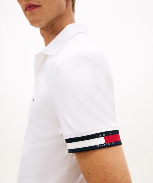 TOMMY HILFIGER(トミーヒルフィガー)の「フラッグカフコットンスリムポロシャツ(ポロシャツ・メンズ・レッド/ネイビー/グリーン/ホワイト・SMALL/X-LARGE/LARGE/MEDIUM)」の5枚目の写真