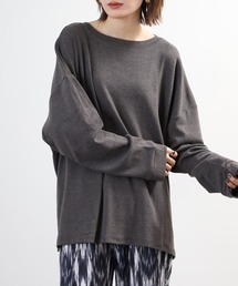 コットンクルーネックロングTシャツ