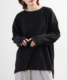 コットンクルーネックロングTシャツ