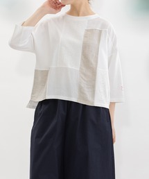 USコットンmisc布帛7分袖Tシャツ