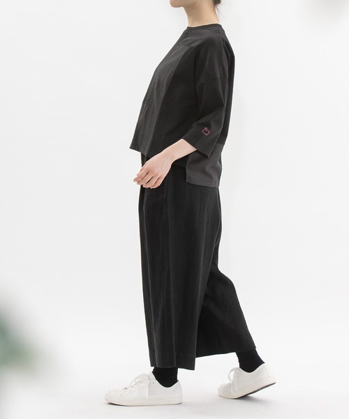 nop de nod(ノップドゥノッド)の「USコットンmisc布帛7分袖Tシャツ(Tシャツ/カットソー・レディース・オフホワイト/ブラック・3)」の12枚目の写真