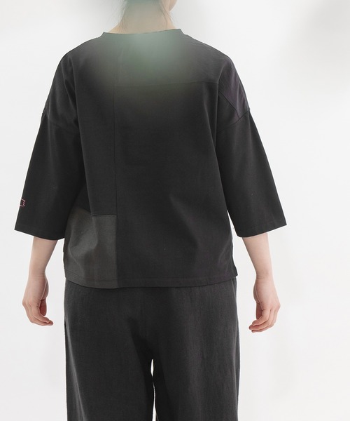 nop de nod(ノップドゥノッド)の「USコットンmisc布帛7分袖Tシャツ(Tシャツ/カットソー・レディース・オフホワイト/ブラック・3)」の16枚目の写真