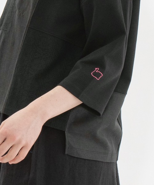 nop de nod(ノップドゥノッド)の「USコットンmisc布帛7分袖Tシャツ(Tシャツ/カットソー・レディース・オフホワイト/ブラック・3)」の18枚目の写真