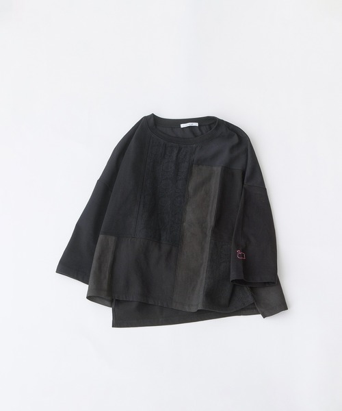 nop de nod(ノップドゥノッド)の「USコットンmisc布帛7分袖Tシャツ(Tシャツ/カットソー・レディース・オフホワイト/ブラック・3)」の21枚目の写真