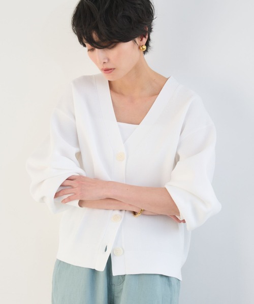 BARNYARDSTORM（バンヤードストーム）の「BARNYARDSTORM / 軽量畦編みカーディガン【WEB限定】（カーディガン/ボレロ・レディース・ベージュ/ホワイト/グレー・FREE）」の2枚目の写真