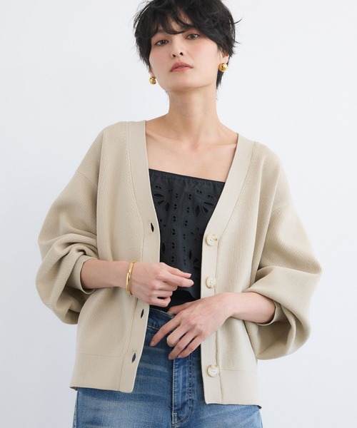 BARNYARDSTORM（バンヤードストーム）の「BARNYARDSTORM / 軽量畦編みカーディガン【WEB限定】（カーディガン/ボレロ・レディース・ベージュ/ホワイト/グレー・FREE）」の8枚目の写真