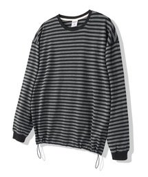 MODERMENT（モダーメント）の「ストライプオーバーサイズストリングロングスリーブ[チャコール]（Tシャツ/カットソー）」