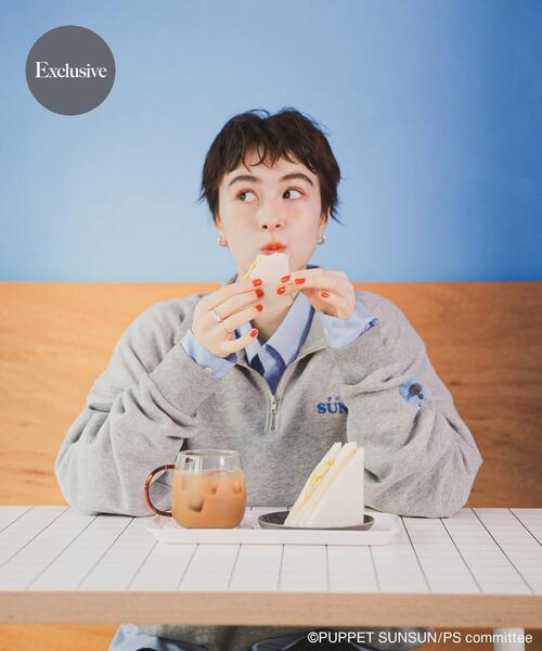 SENSE OF PLACE by URBAN RESEARCH（センスオブプレイスバイアーバンリサーチ）の「『ユニセックス』『別注』SUNSUN×SENSE OF PLACE　ハーフジップスウェット（スウェット・レディース・ネイビー/ライトグレー・LARGE/MEDIUM）」の2枚目の写真