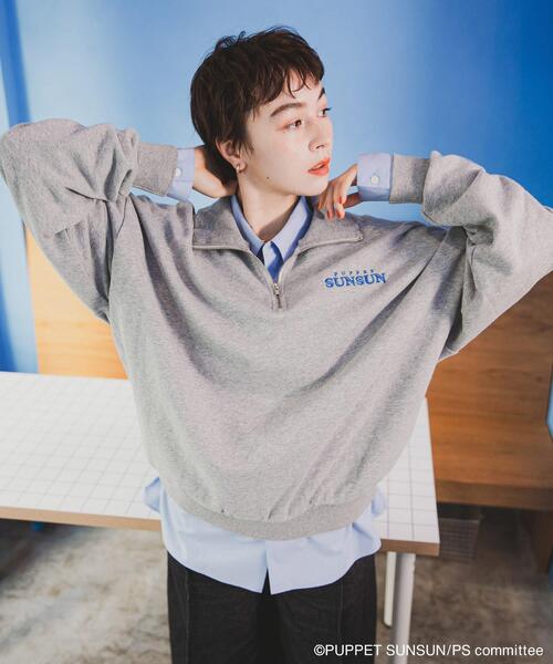 SENSE OF PLACE by URBAN RESEARCH（センスオブプレイスバイアーバンリサーチ）の「『ユニセックス』『別注』SUNSUN×SENSE OF PLACE　ハーフジップスウェット（スウェット・レディース・ネイビー/ライトグレー・LARGE/MEDIUM）」の6枚目の写真