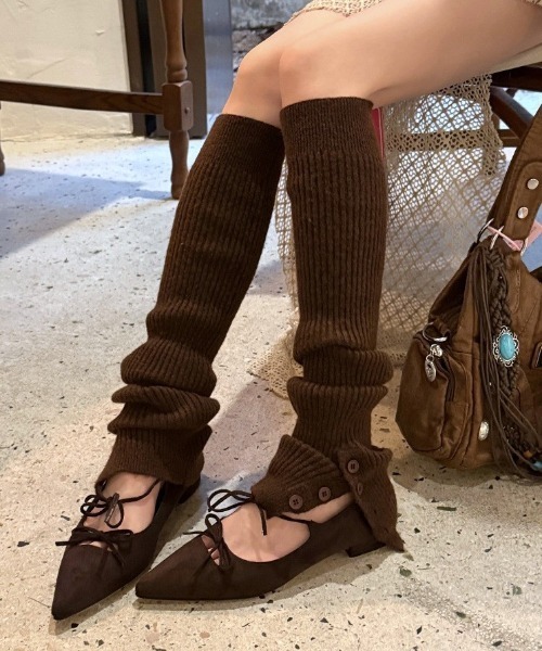 Vipoa（ヴィポア）の「ルーズボタンスリットレッグウォーマー（レッグウォーマー・レディース・アイボリー/ブラウン/オートミール/ブルー/グレー/ブラック・FREE）」の10枚目の写真