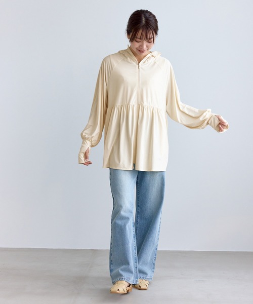 ROPE' PICNIC（ロペピクニック）の「絶対焼けたくないUVパーカー/UVカット・接触冷感（パーカー・レディース・キナリ/ライトグレー/ブルー系その他5・FREE）」の13枚目の写真