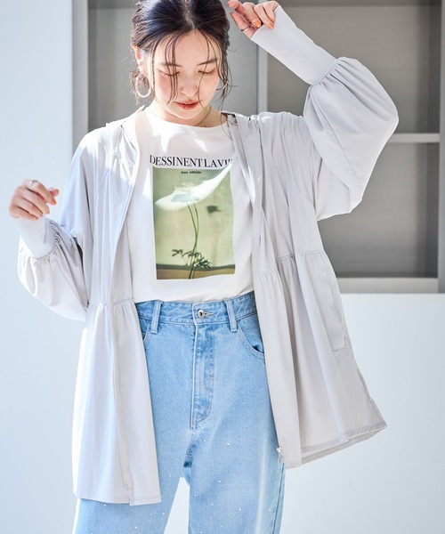 ROPE' PICNIC(ロペピクニック)の「【WEB限定カラー】絶対焼けたくないUVパーカー/UVカット・接触冷感(パーカー・レディース・キナリ/ライトグレー/ブルー系その他5/ブラック/グレー系その他/ピンク・FREE)」の17枚目の写真