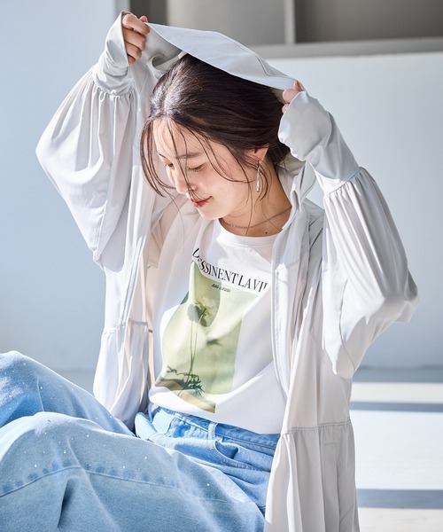 ROPE' PICNIC(ロペピクニック)の「【WEB限定カラー】絶対焼けたくないUVパーカー/UVカット・接触冷感(パーカー・レディース・キナリ/ライトグレー/ブルー系その他5/ブラック/グレー系その他/ピンク・FREE)」の18枚目の写真