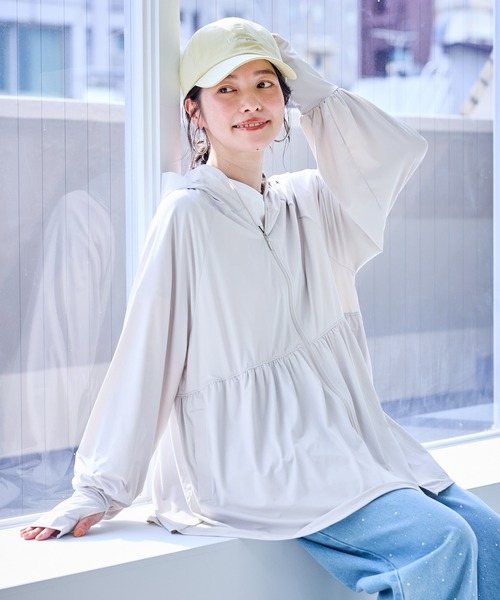 ROPE' PICNIC(ロペピクニック)の「【WEB限定カラー】絶対焼けたくないUVパーカー/UVカット・接触冷感(パーカー・レディース・キナリ/ライトグレー/ブルー系その他5/ブラック/グレー系その他/ピンク・FREE)」の19枚目の写真