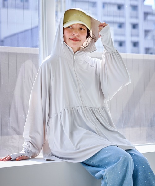 ROPE' PICNIC(ロペピクニック)の「【WEB限定カラー】絶対焼けたくないUVパーカー/UVカット・接触冷感(パーカー・レディース・キナリ/ライトグレー/ブルー系その他5/ブラック/グレー系その他/ピンク・FREE)」の20枚目の写真
