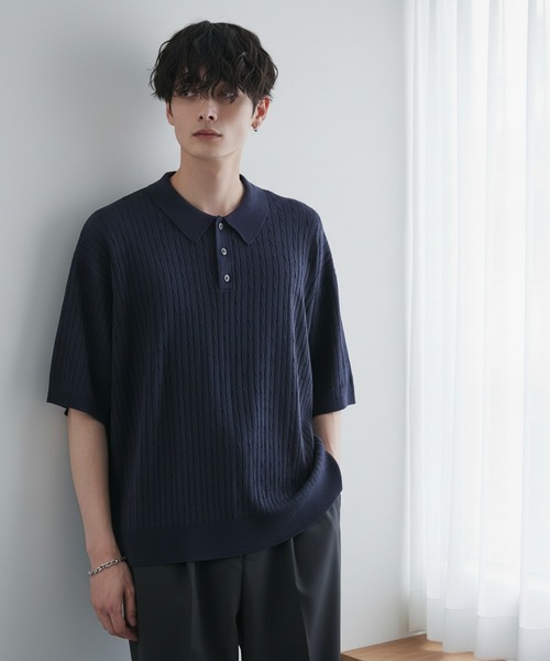 tetsu　secondlayer ニットポロシャツ セール】【CIYOT-シヨウト-】ドライタッチ ショート ケーブル サマー