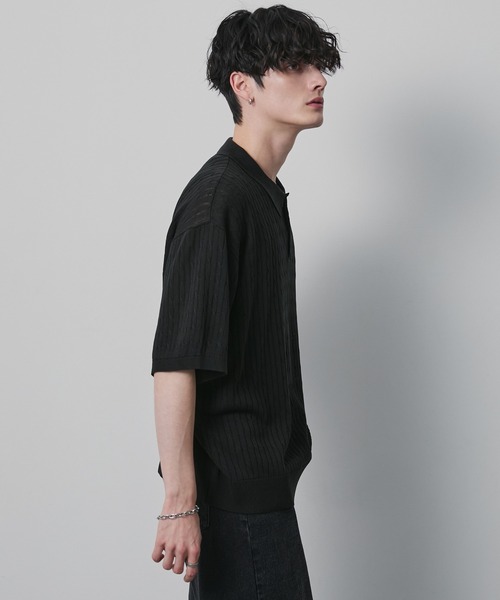 CIYOT(シヨウト)の「【CIYOT】ドライタッチ ショート ケーブル サマーニットポロシャツ(ポロシャツ・メンズ・ブラック/アイボリー/グリーン系/キャメル/ネイビー/チャコールグレー・L/M/S)」の10枚目の写真