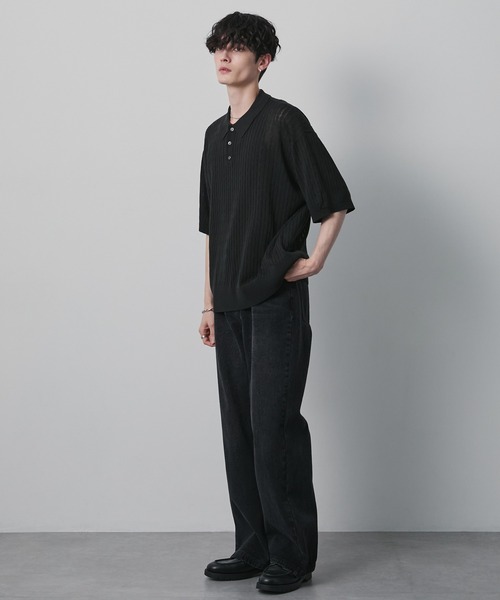 CIYOT(シヨウト)の「【CIYOT】ドライタッチ ショート ケーブル サマーニットポロシャツ(ポロシャツ・メンズ・ブラック/アイボリー/グリーン系/キャメル/ネイビー/チャコールグレー・L/M/S)」の16枚目の写真