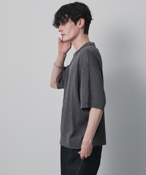 CIYOT(シヨウト)の「【CIYOT】ドライタッチ ショート ケーブル サマーニットポロシャツ(ポロシャツ・メンズ・ブラック/アイボリー/グリーン系/キャメル/ネイビー/チャコールグレー・L/M/S)」の22枚目の写真