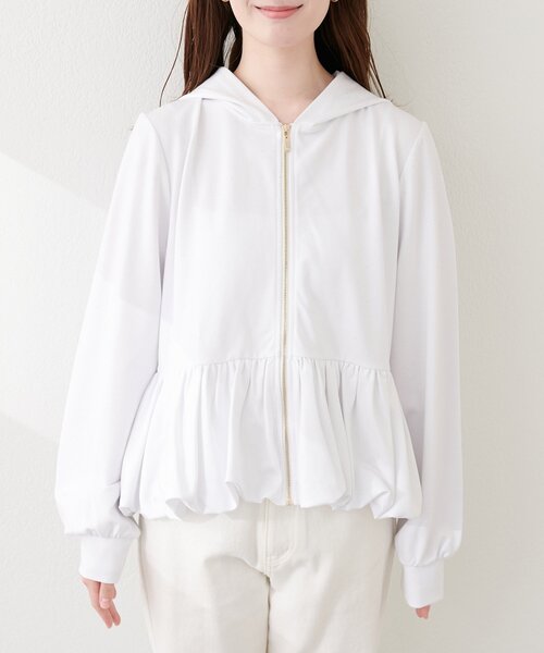 natural couture（ナチュラルクチュール）の「ペプラムラメパーカー（パーカー・レディース・ブラック/オフホワイト/サックスブルー/ネイビー・FREE）」の9枚目の写真