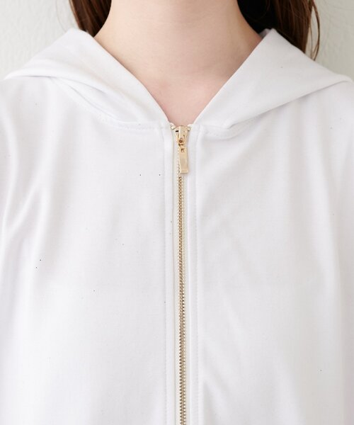 natural couture（ナチュラルクチュール）の「ペプラムラメパーカー（パーカー・レディース・ブラック/オフホワイト/サックスブルー/ネイビー・FREE）」の12枚目の写真