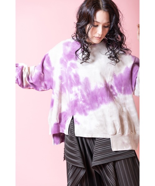 OSMOSIS(オズモーシス)の「タイダイアシンメトリープルオーバー(Tシャツ/カットソー・レディース・オレンジ/ライトパープル/チャコール/ベージュ・ONE SIZE)」の8枚目の写真
