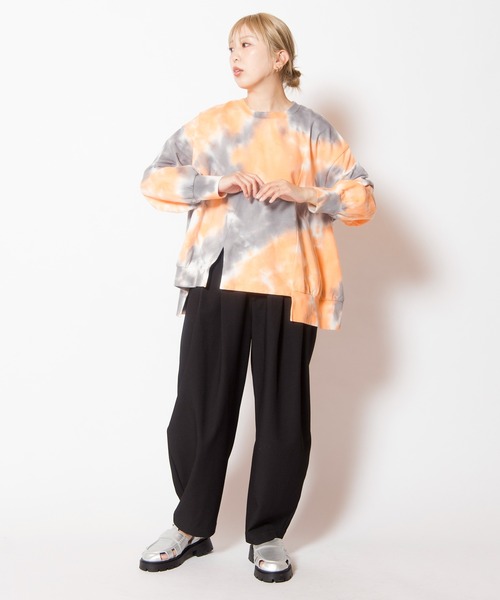OSMOSIS(オズモーシス)の「タイダイアシンメトリープルオーバー(Tシャツ/カットソー・レディース・オレンジ/ライトパープル/チャコール/ベージュ・ONE SIZE)」の22枚目の写真