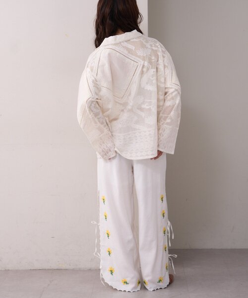 WILLOW（ウィロー）の「【willow】スカラップサイド刺繍パンツ（その他パンツ・レディース・ホワイト/ブラック・SMALL/MEDIUM）」の12枚目の写真