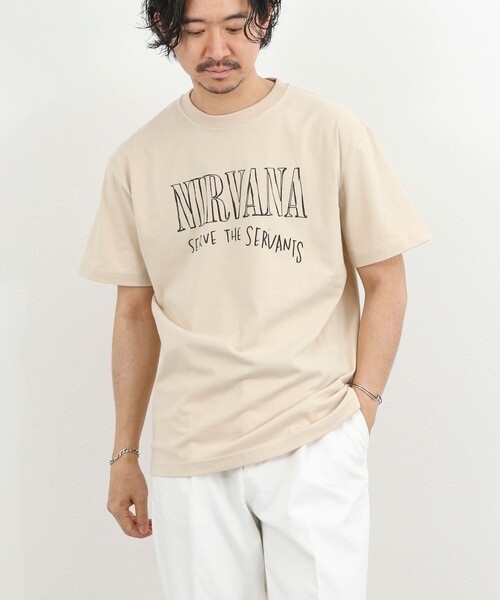 GOOD ROCK SPEED（グッドロックスピード）の「【GOOD ROCK SPEED】NIRVANA ヴィンテージ風 バンドTシャツ 26SS（Tシャツ/カットソー・メンズ・ベージュ/ブラック・S/M/L）」の3枚目の写真