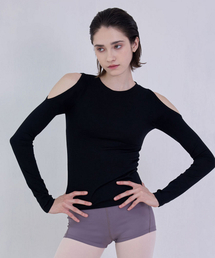 ルーシー・ショルダーホール Tシャツ DEVI-T0144-ブラック
