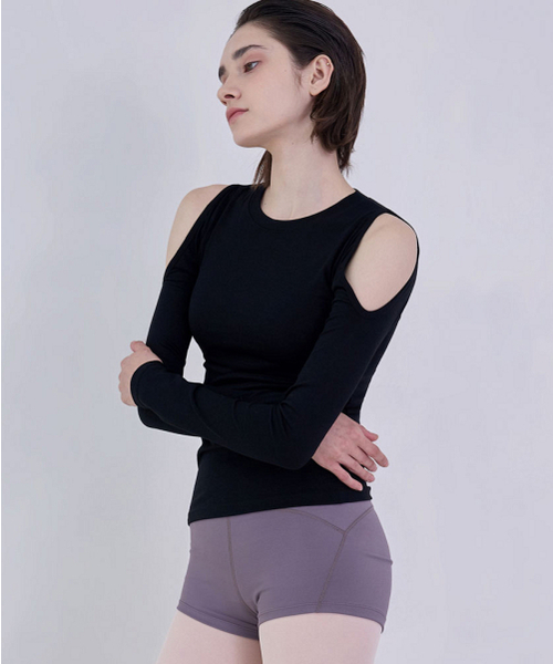 DEVIWEAR（デヴィウェア）の「ルーシー・ショルダーホール Tシャツ DEVI-T0144-ブラック（Tシャツ/カットソー・レディース・ブラック・SMALL/MEDIUM）」の3枚目の写真