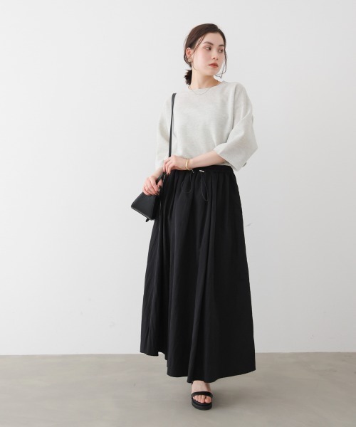 Bou Jeloud（ブージュルード）の「ラメ混総針ニットＴシャツ（Tシャツ/カットソー・レディース・ネイビー/グリーン/ライトグレー・FREE）」の4枚目の写真