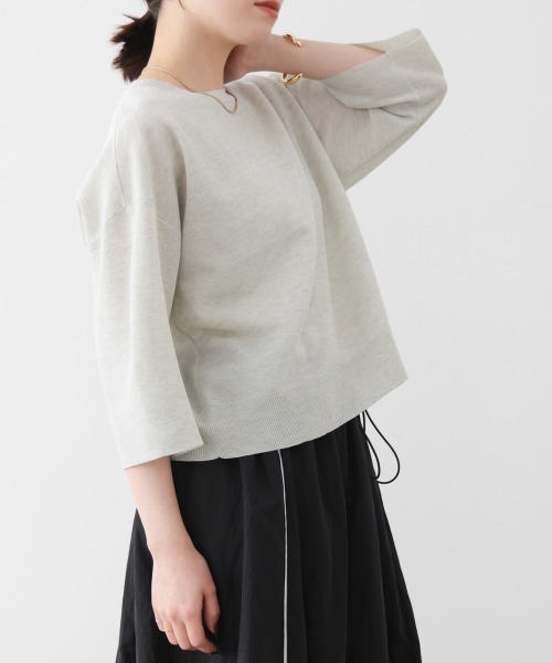 Bou Jeloud（ブージュルード）の「ラメ混総針ニットＴシャツ（Tシャツ/カットソー・レディース・ネイビー/グリーン/ライトグレー・FREE）」の6枚目の写真