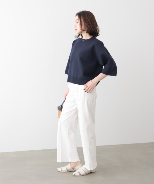 Bou Jeloud（ブージュルード）の「ラメ混総針ニットＴシャツ（Tシャツ/カットソー・レディース・ネイビー/グリーン/ライトグレー・FREE）」の20枚目の写真