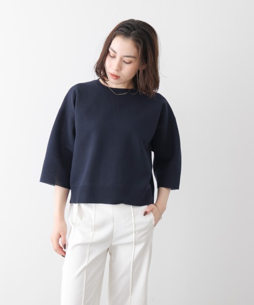 Bou Jeloud（ブージュルード）の「ラメ混総針ニットＴシャツ（Tシャツ/カットソー・レディース・ネイビー/グリーン/ライトグレー・FREE）」の21枚目の写真