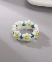 【urge select】フラワーモチーフ カラフル ビーズ リング【6色展開】