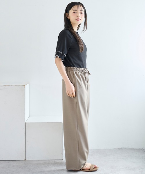 mil(ミル)の「【新色登場♪】【UVケア・接触冷感】 リラックス ワイドパンツ 【586190】(その他パンツ・レディース・モカ/グレイッシュベージュ/ブラック/ブラウン/サックスブルー/チャコールグレー×ブラック・S-Short/FREE/S-Regular/M-Regular/M-Short)」の14枚目の写真