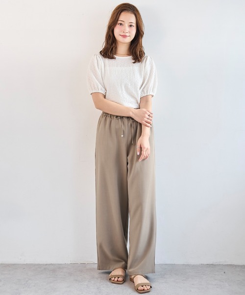 mil(ミル)の「【新色登場♪】【UVケア・接触冷感】 リラックス ワイドパンツ 【586190】(その他パンツ・レディース・モカ/グレイッシュベージュ/ブラック/ブラウン/サックスブルー/チャコールグレー×ブラック・S-Short/FREE/S-Regular/M-Regular/M-Short)」の15枚目の写真