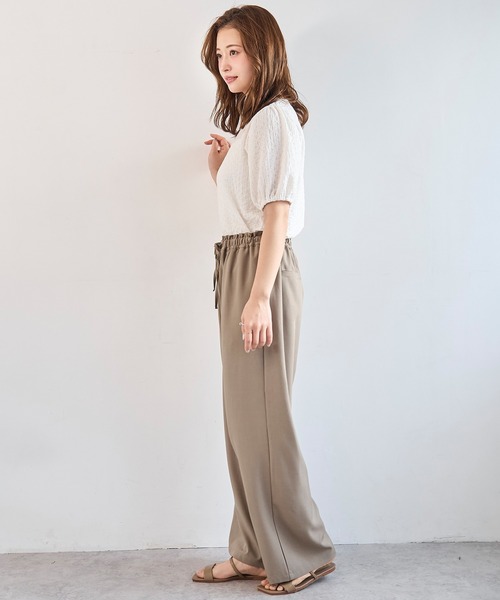 mil(ミル)の「【新色登場♪】【UVケア・接触冷感】 リラックス ワイドパンツ 【586190】(その他パンツ・レディース・モカ/グレイッシュベージュ/ブラック/ブラウン/サックスブルー/チャコールグレー×ブラック・S-Short/FREE/S-Regular/M-Regular/M-Short)」の16枚目の写真