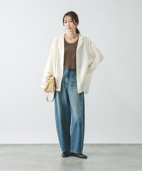 GLOBAL WORK（グローバルワーク）の「シャツジャケット/650198（シャツ/ブラウス・レディース・チャコールグレー/ホワイト/ブラウン系その他6/グレイッシュベージュ・LARGE/MEDIUM）」の5枚目の写真