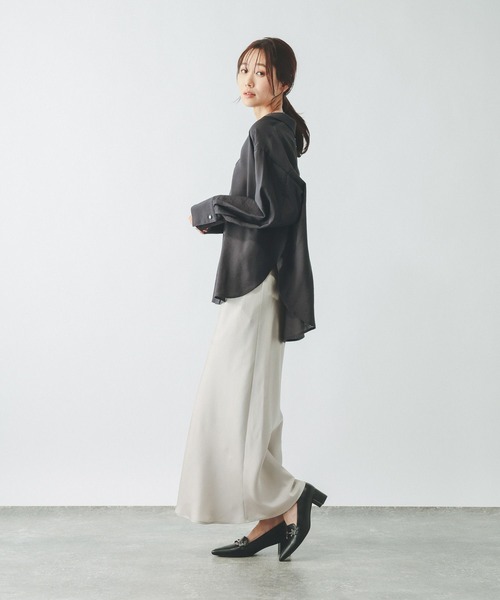 GLOBAL WORK（グローバルワーク）の「シャツジャケット/650198（シャツ/ブラウス・レディース・チャコールグレー/ホワイト/ブラウン系その他6/グレイッシュベージュ・LARGE/MEDIUM）」の10枚目の写真