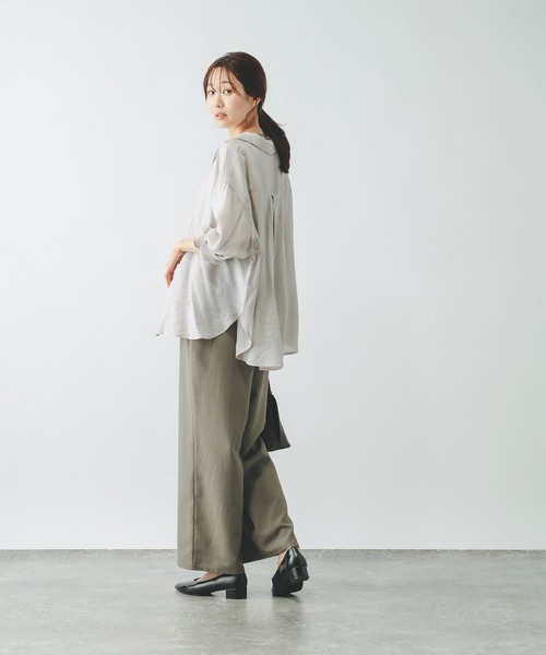 GLOBAL WORK（グローバルワーク）の「シャツジャケット/650198（シャツ/ブラウス・レディース・チャコールグレー/ホワイト/ブラウン系その他6/グレイッシュベージュ・LARGE/MEDIUM）」の14枚目の写真