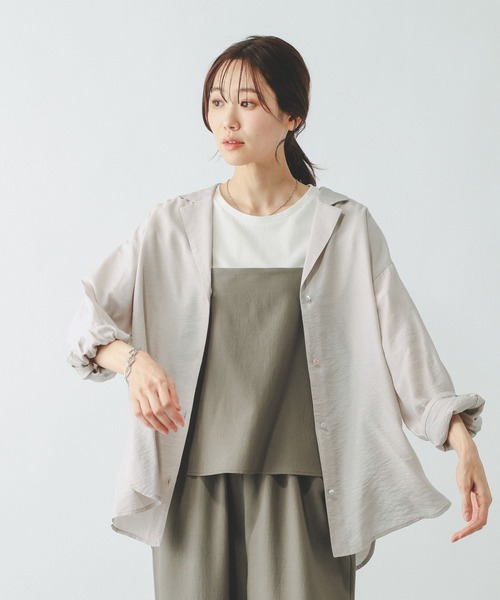 GLOBAL WORK（グローバルワーク）の「シャツジャケット/650198（シャツ/ブラウス・レディース・チャコールグレー/ホワイト/ブラウン系その他6/グレイッシュベージュ・LARGE/MEDIUM）」の15枚目の写真