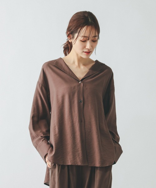 GLOBAL WORK（グローバルワーク）の「シャツジャケット/650198（シャツ/ブラウス・レディース・チャコールグレー/ホワイト/ブラウン系その他6/グレイッシュベージュ・LARGE/MEDIUM）」の19枚目の写真