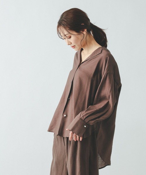 GLOBAL WORK（グローバルワーク）の「シャツジャケット/650198（シャツ/ブラウス・レディース・チャコールグレー/ホワイト/ブラウン系その他6/グレイッシュベージュ・LARGE/MEDIUM）」の20枚目の写真