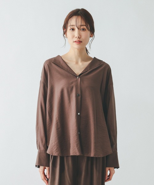 GLOBAL WORK（グローバルワーク）の「シャツジャケット/650198（シャツ/ブラウス・レディース・チャコールグレー/ホワイト/ブラウン系その他6/グレイッシュベージュ・LARGE/MEDIUM）」の21枚目の写真